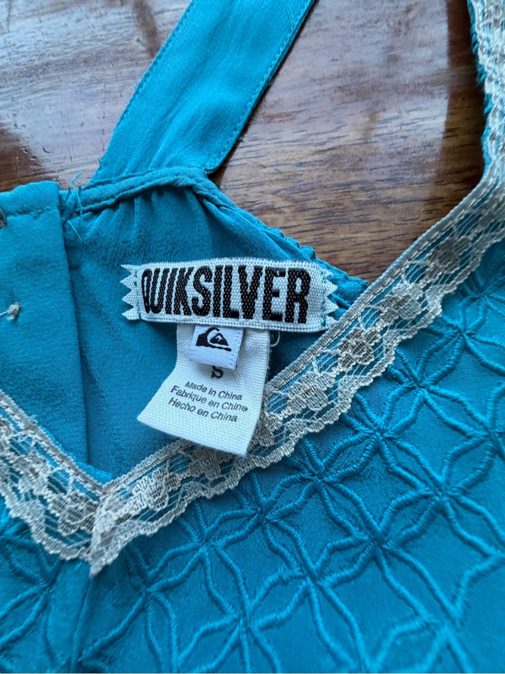 Quiksilver Teal Silk Lace Y2K  Dress As Seen On Selena Gomez Size S Indie Sleaze - Picture 9 of 12